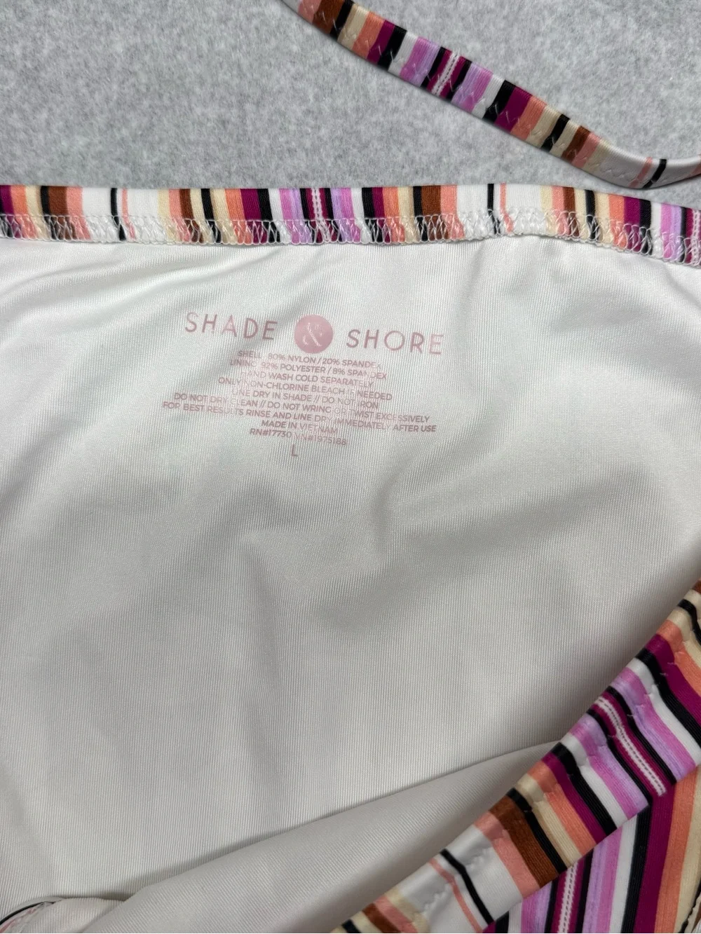Shade & Shore Multicolor Striped Bikini with Pink & Brown Accents